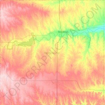 Rooks County topographic map, elevation, terrain