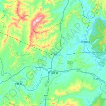 禄脿街道 topographic map, elevation, terrain