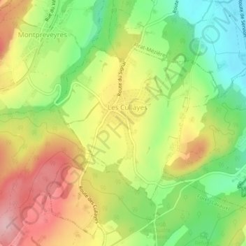 Les Cullayes topographic map, elevation, terrain