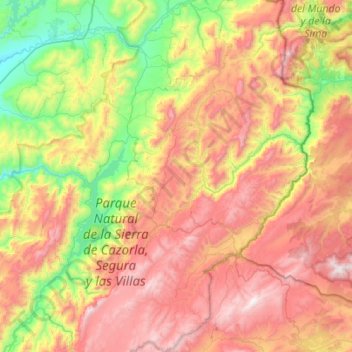 Segura de la Sierra topographic map, elevation, terrain