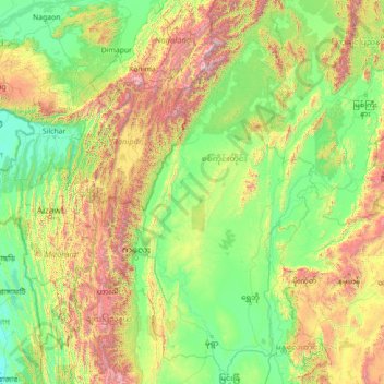 ချင်းတွင်းမြစ် topographic map, elevation, terrain