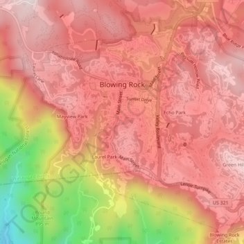 Blowing Rock topographic map, elevation, terrain