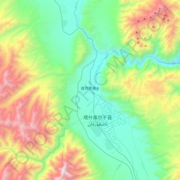 提孜那甫乡 topographic map, elevation, terrain