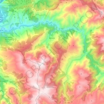 Benuza topographic map, elevation, terrain