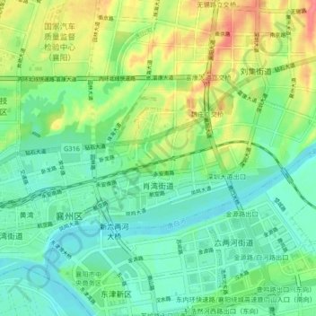 Xiaowan Subdistrict topographic map, elevation, terrain