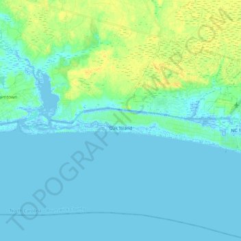 Oak Island topographic map, elevation, terrain