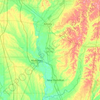 Monroe County topographic map, elevation, terrain