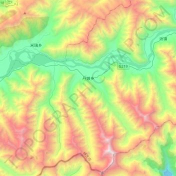丹娘乡 topographic map, elevation, terrain