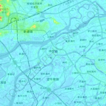 中堂镇 topographic map, elevation, terrain
