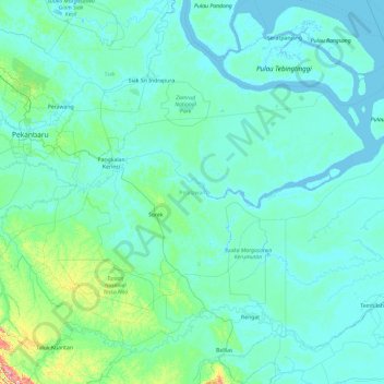 Pelalawan topographic map, elevation, terrain