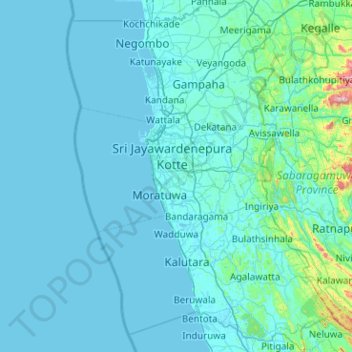 Western Province topographic map, elevation, terrain