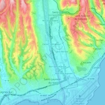 Saint-Laurent-du-Var topographic map, elevation, terrain