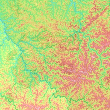 Mingo County topographic map, elevation, terrain