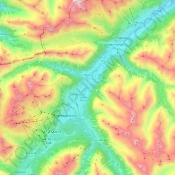 Bever topographic map, elevation, terrain