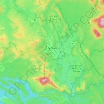 Zeehan topographic map, elevation, terrain