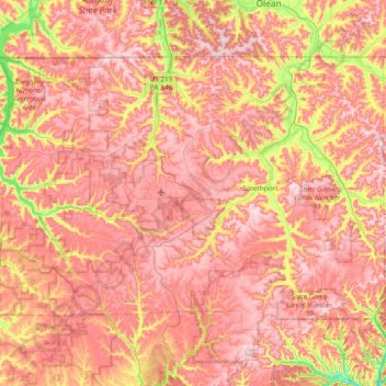 McKean County topographic map, elevation, terrain