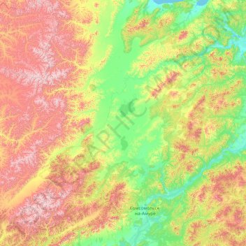 Amgun River topographic map, elevation, terrain