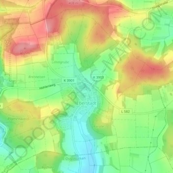 Eberstadt topographic map, elevation, terrain