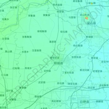 郓城县 topographic map, elevation, terrain