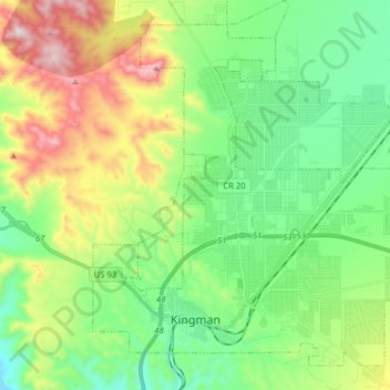 Kingman topographic map, elevation, terrain