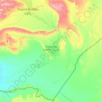 Tagounite topographic map, elevation, terrain