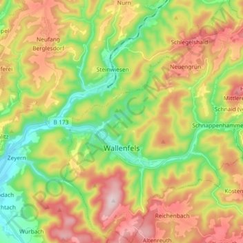 Wallenfels topographic map, elevation, terrain