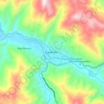 Caranavi topographic map, elevation, terrain