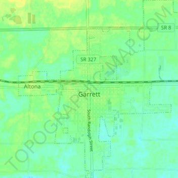 Garrett topographic map, elevation, terrain