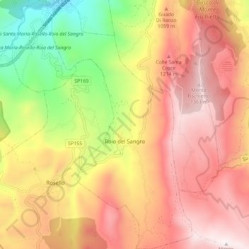 Roio del Sangro topographic map, elevation, terrain