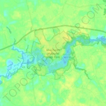Merchants Millpond State Park topographic map, elevation, terrain