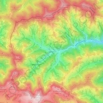Gasen topographic map, elevation, terrain