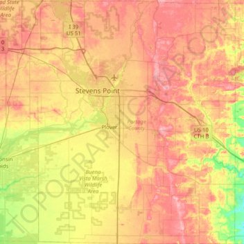 Portage County topographic map, elevation, terrain