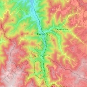 Hornberg topographic map, elevation, terrain