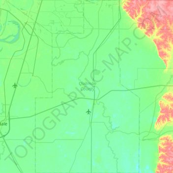 Quitman County topographic map, elevation, terrain