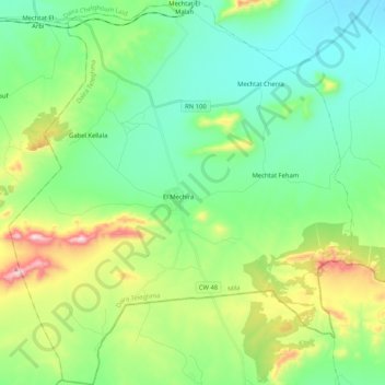 M'Chira ⵎⵛⵉⵔⴰ المشيرة topographic map, elevation, terrain