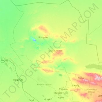 Navoiy Region topographic map, elevation, terrain