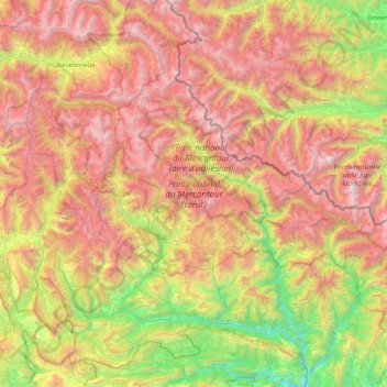Parc national du Mercantour (cœur) topographic map, elevation, terrain