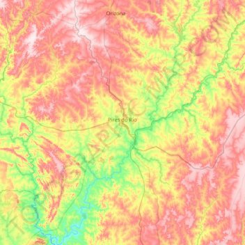 Pires do Rio topographic map, elevation, terrain