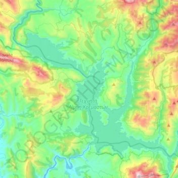 Kremasta-Stausee topographic map, elevation, terrain