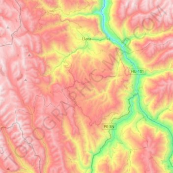 Llata topographic map, elevation, terrain
