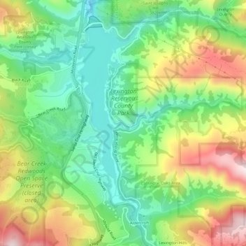 Lexington Reservoir County Park topographic map, elevation, terrain
