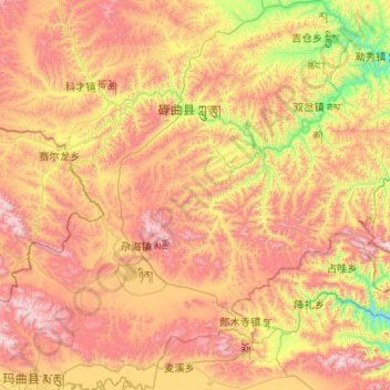 碌曲县 topographic map, elevation, terrain