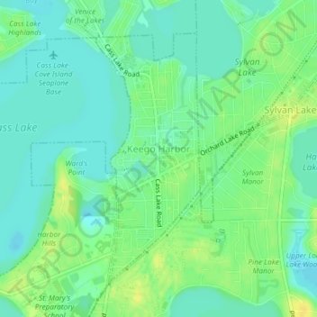 Keego Harbor topographic map, elevation, terrain