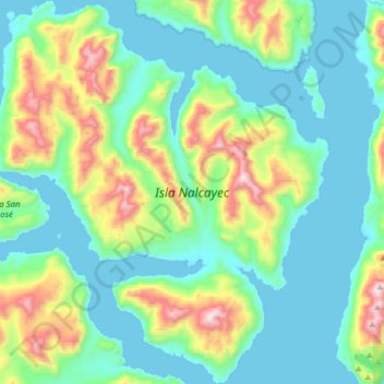 Isla Nalcayec topographic map, elevation, terrain