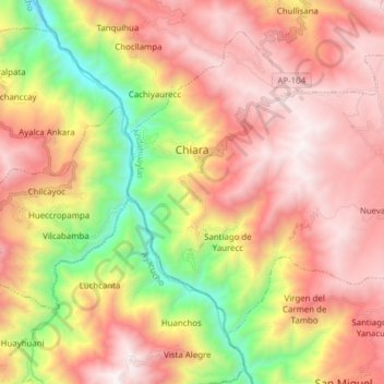 Chiara topographic map, elevation, terrain