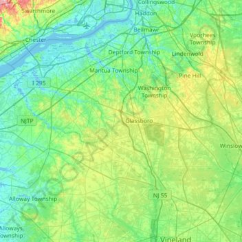 Gloucester County topographic map, elevation, terrain