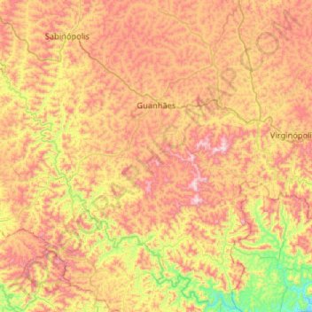Guanhães topographic map, elevation, terrain