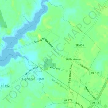 Belle Haven topographic map, elevation, terrain