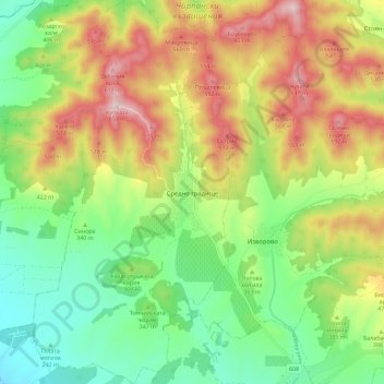 Sredno Gradishte topographic map, elevation, terrain