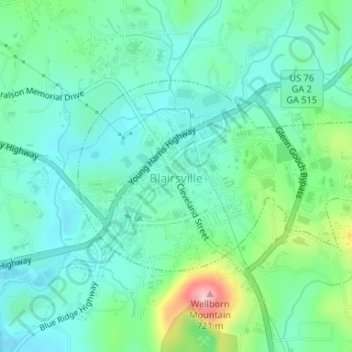 Blairsville topographic map, elevation, terrain